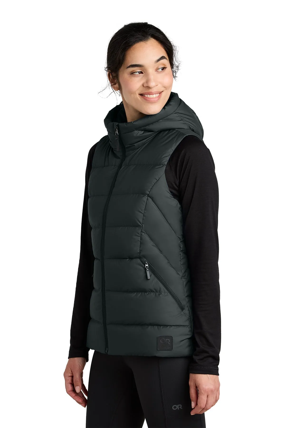 Outdoor Research Womens Coldsnap Hooded Down Custom Vests, Black