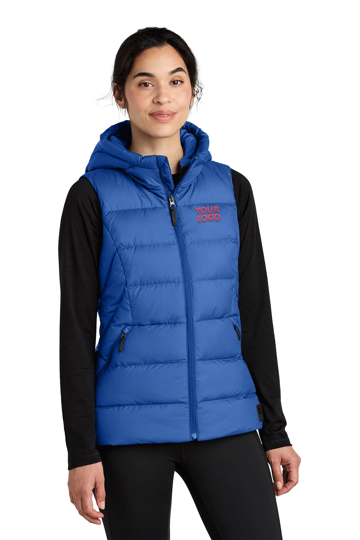 Outdoor Research Womens Coldsnap Hooded Down Custom Vests, Galaxy Blue