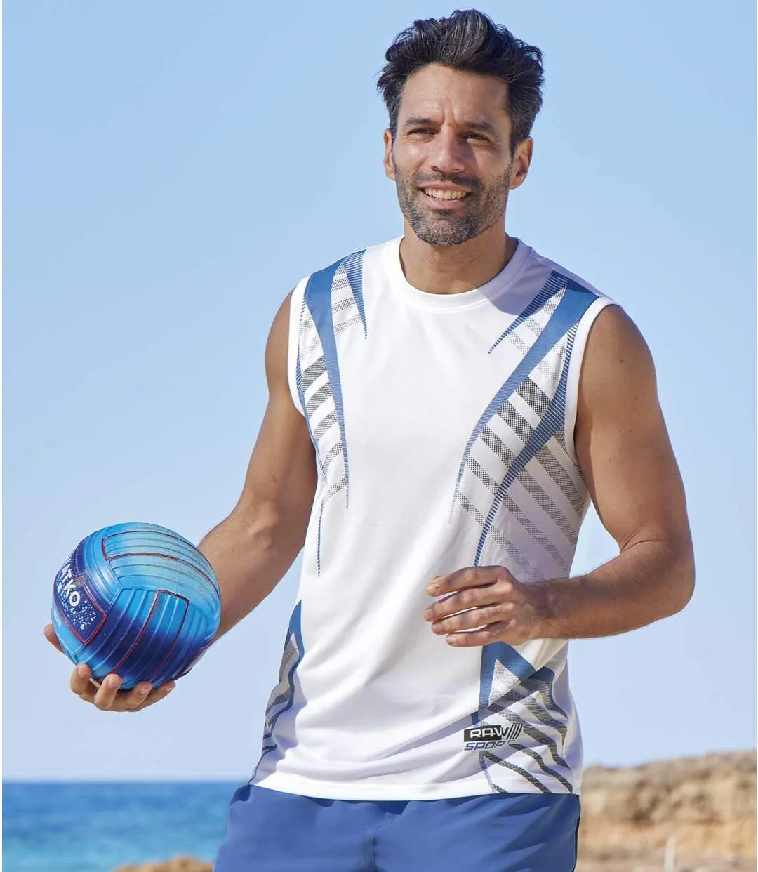 Pack of 2 Men's Sporty Vests - White Blue