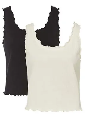 Pack of 2 Ribbed Vests by bonprix | Look Again