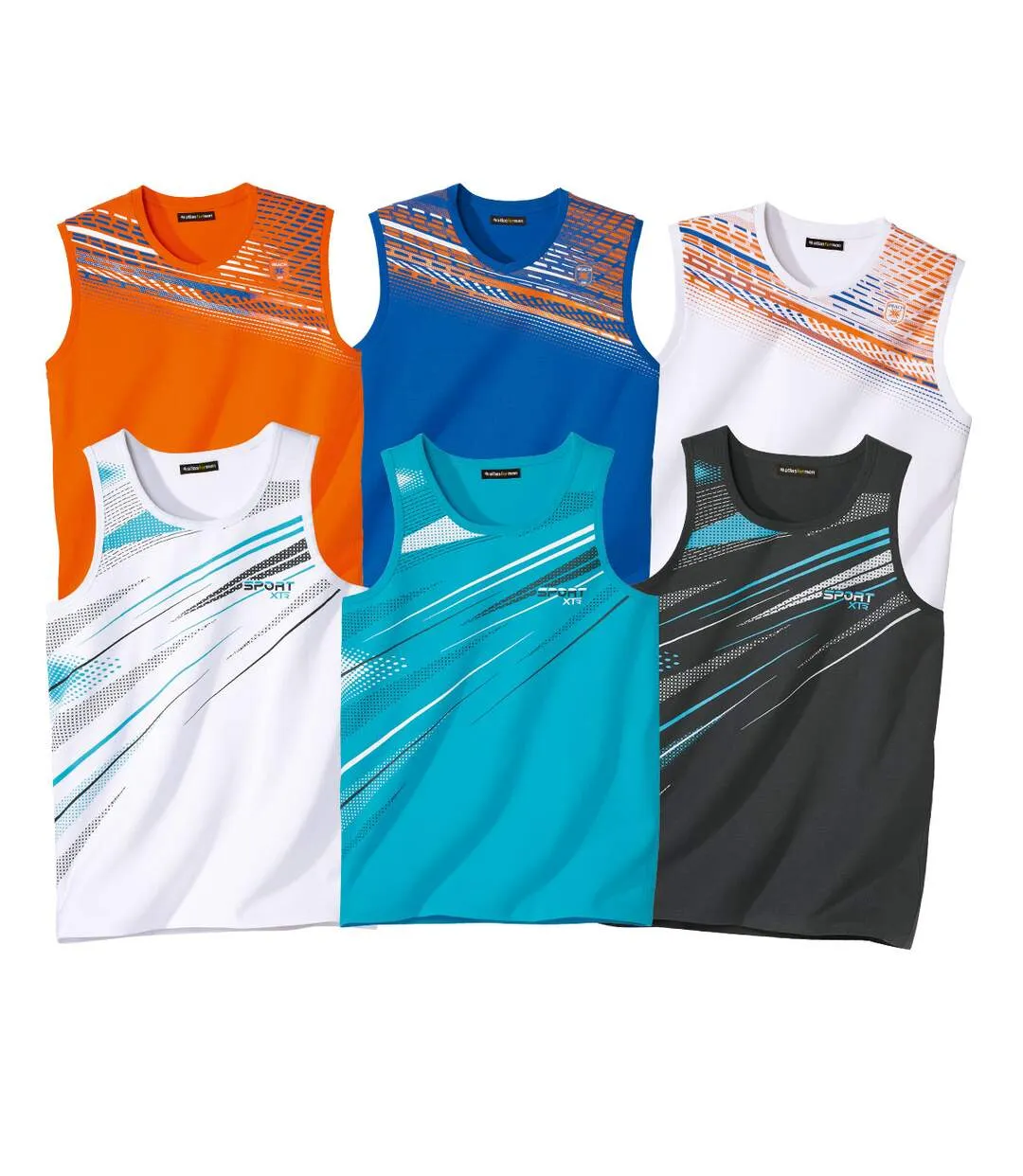 Pack of 6 Men's Graphic Print Vests 