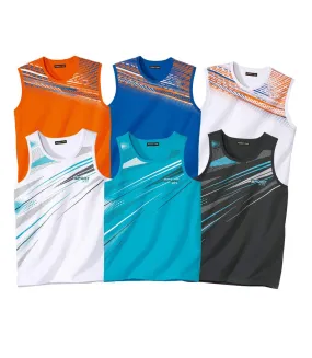 Pack of 6 Men's Graphic Print Vests 