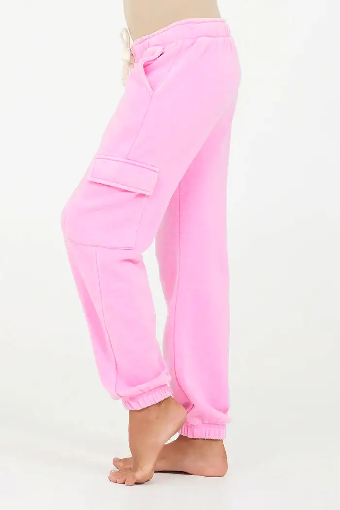 Pink Cargo Jogger Sweatpants