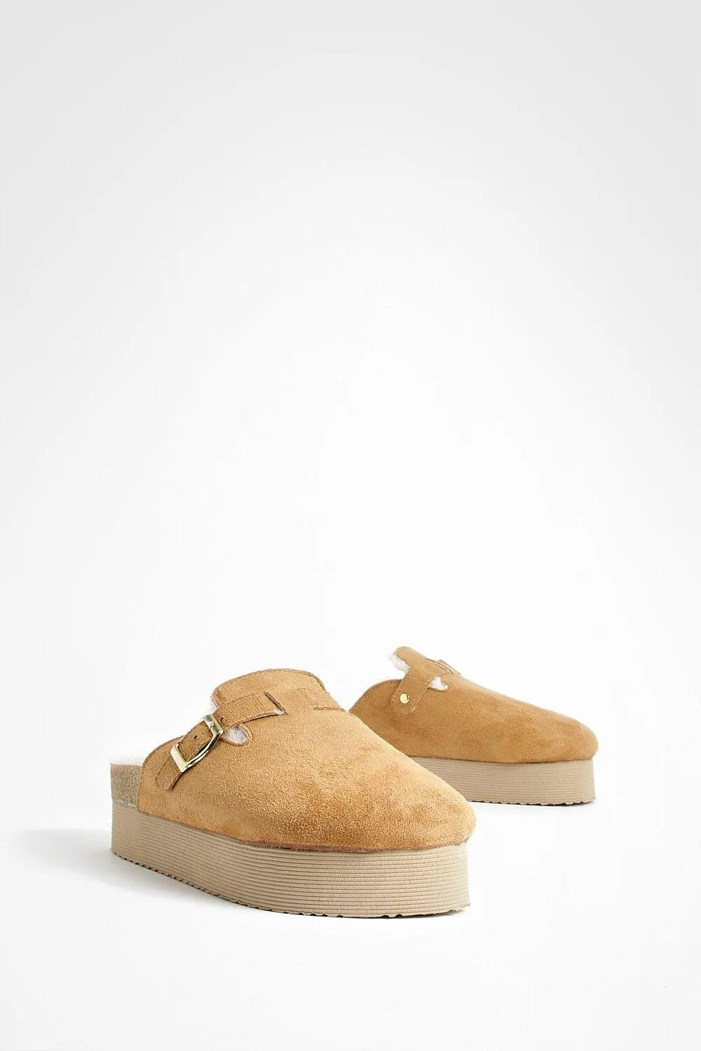 Platform Fur Lined Closed Toe Clogs