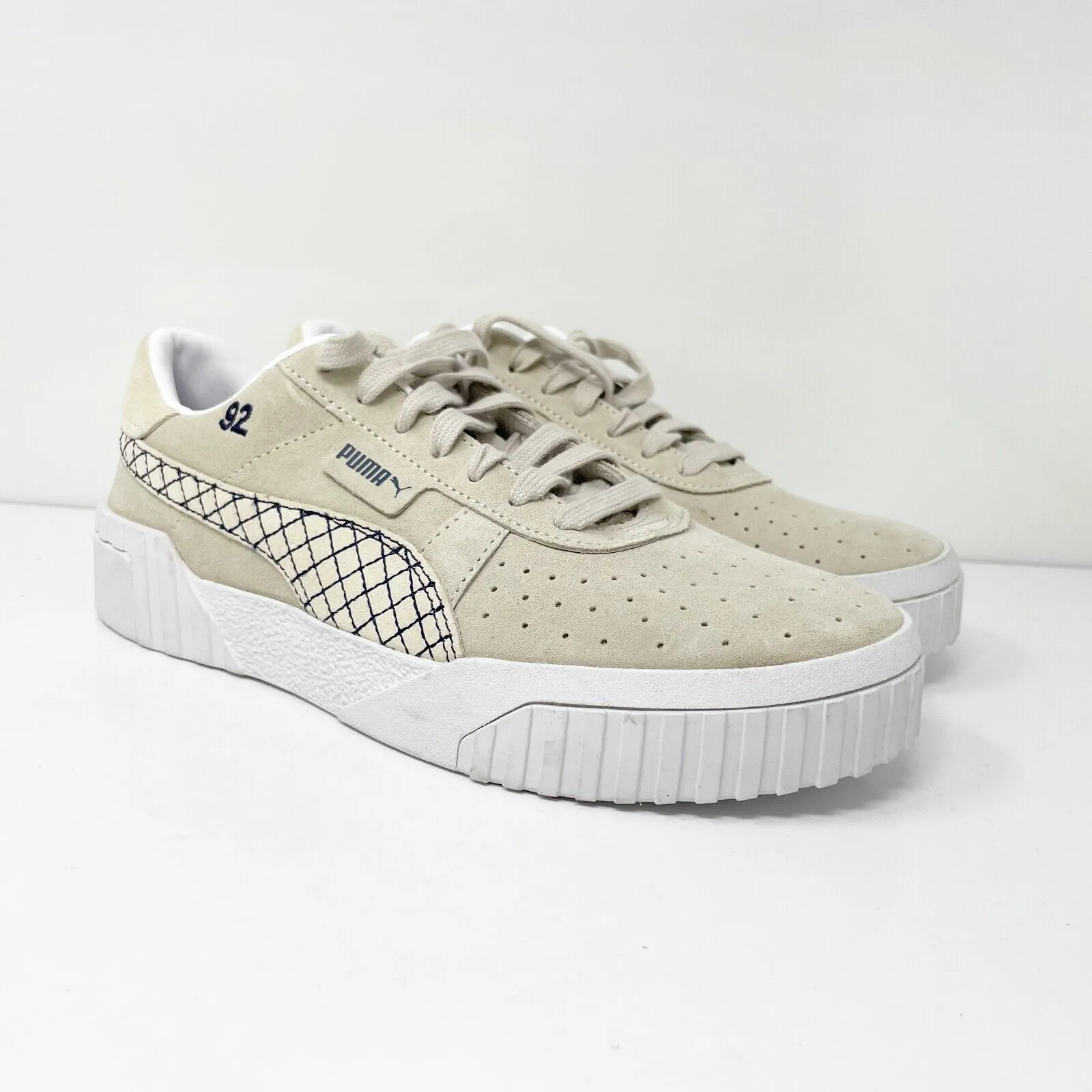 Puma Womens Cali Suede 373334-01 Beige Casual Shoes Sneakers Size 8.5