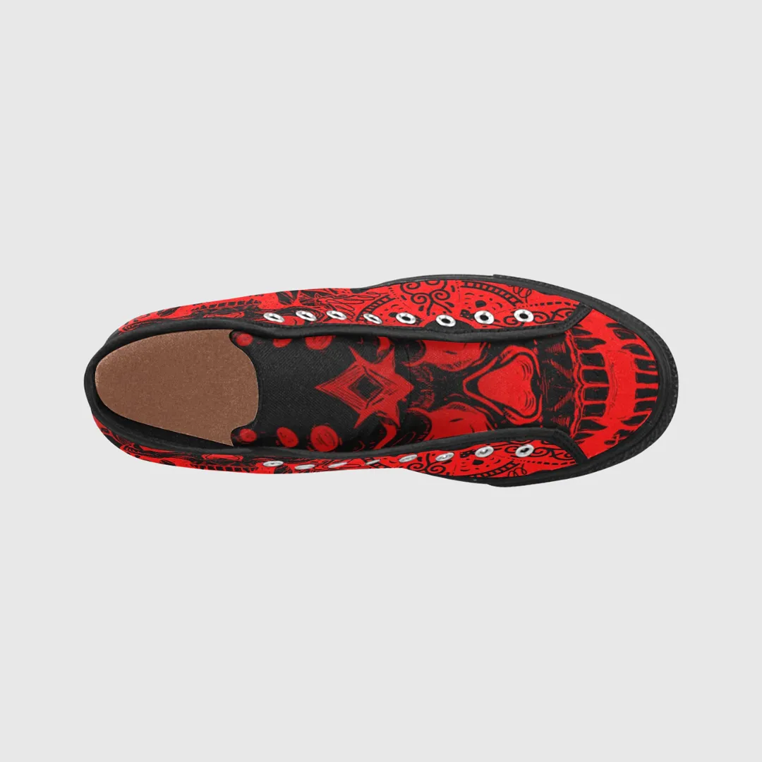 Red Skull High Top Canvas Shoes