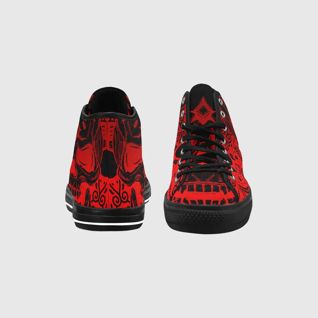 Red Skull High Top Canvas Shoes