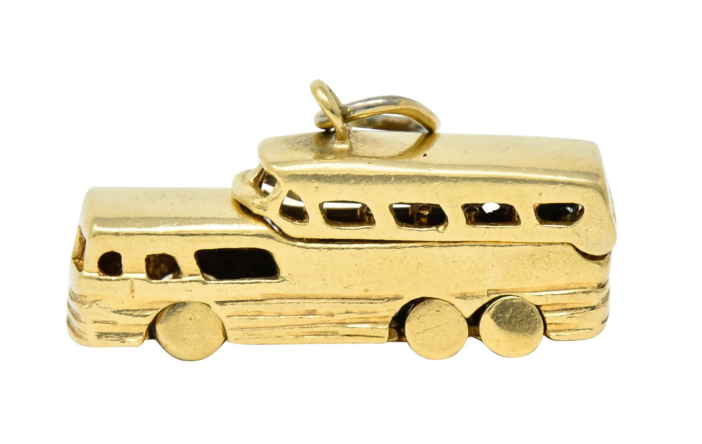 Retro 14 Karat Gold Articulated Scenicruiser Greyhound Bus Charm