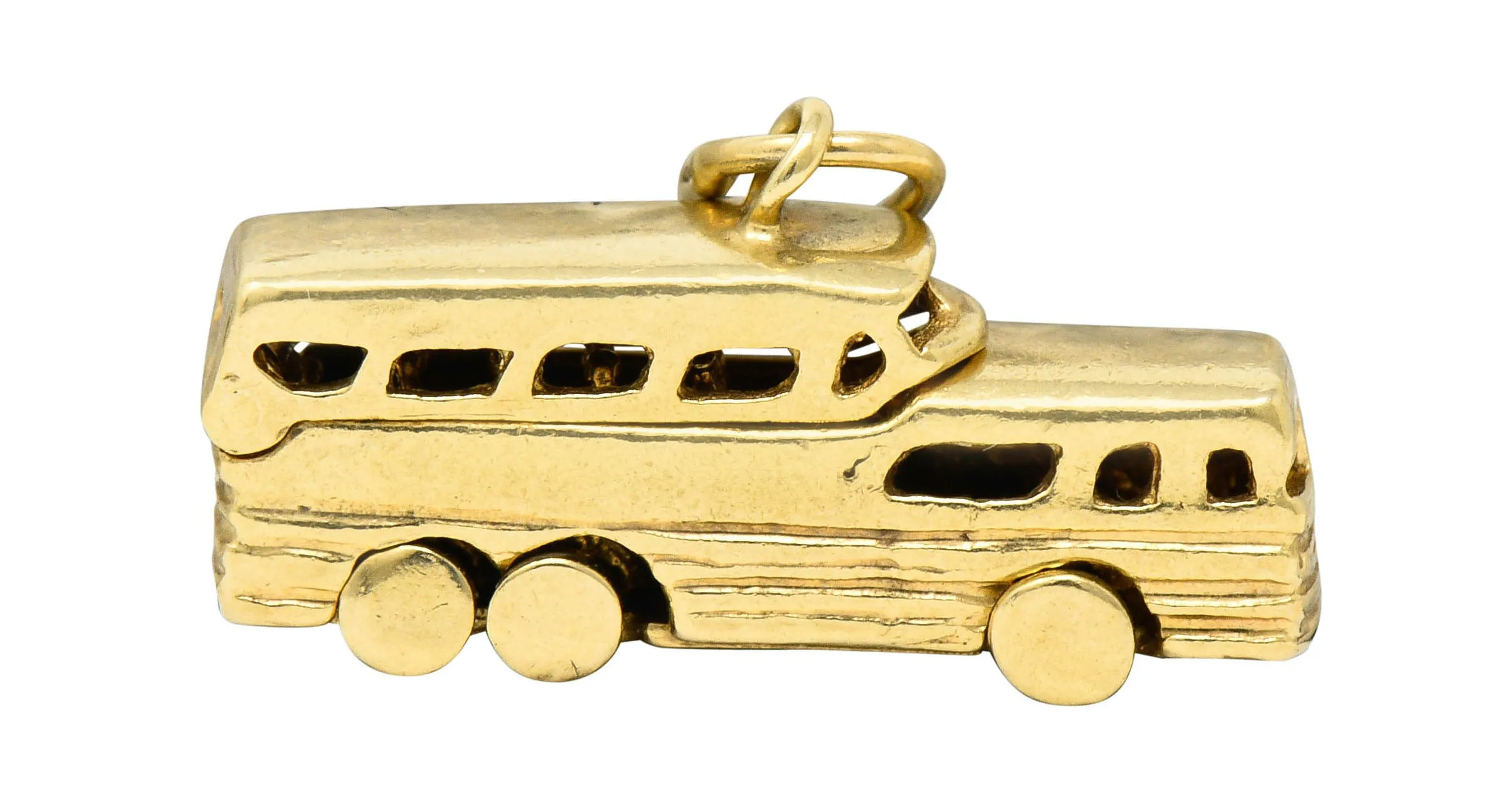 Retro 14 Karat Gold Articulated Scenicruiser Greyhound Bus Charm