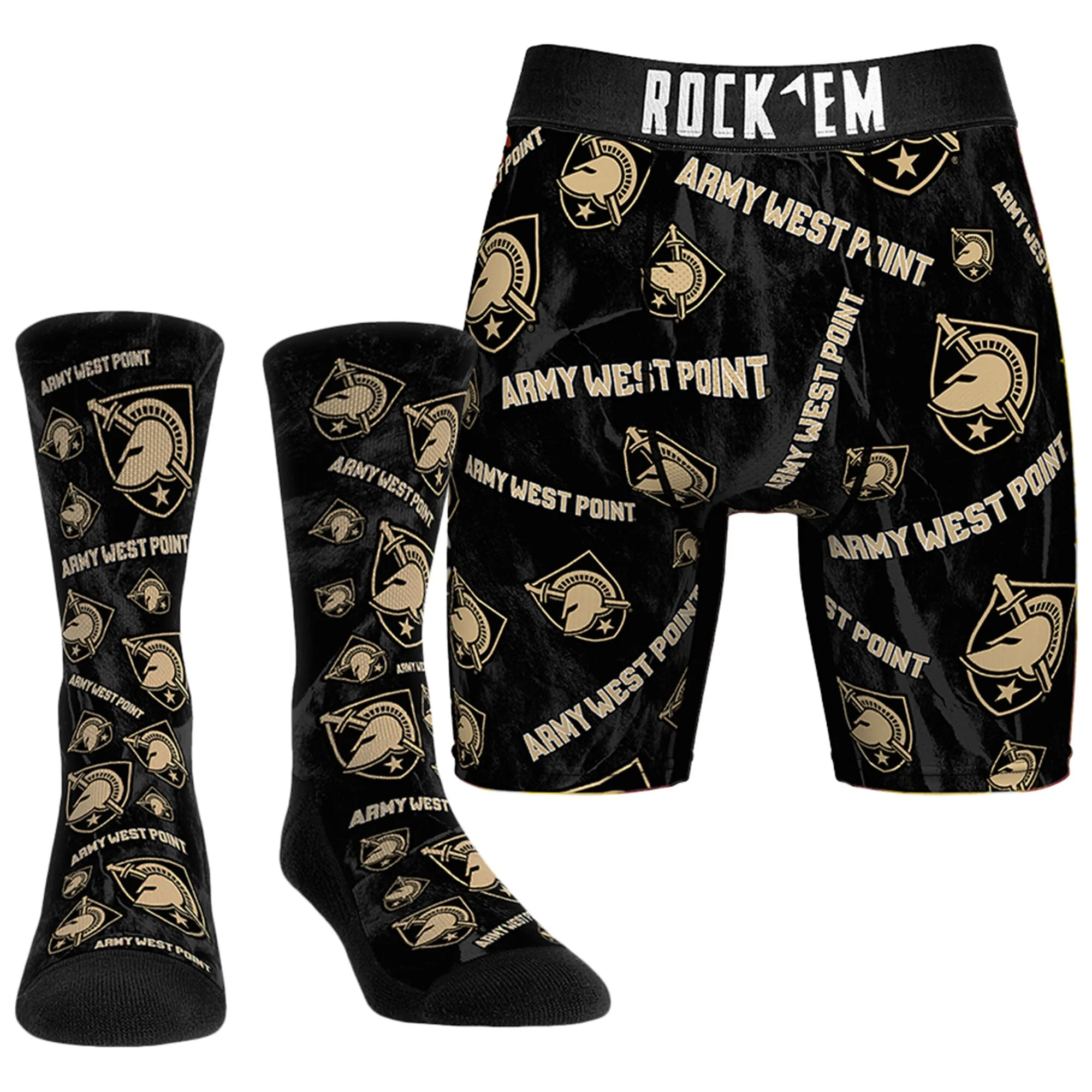 Rock Em Socks  Army Black Knights All-Over Underwear and Crew Socks Combo Pack