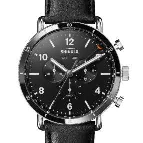 Shinola 45MM Canfield Sport Black Matte Dial Leather Watch S0120089889