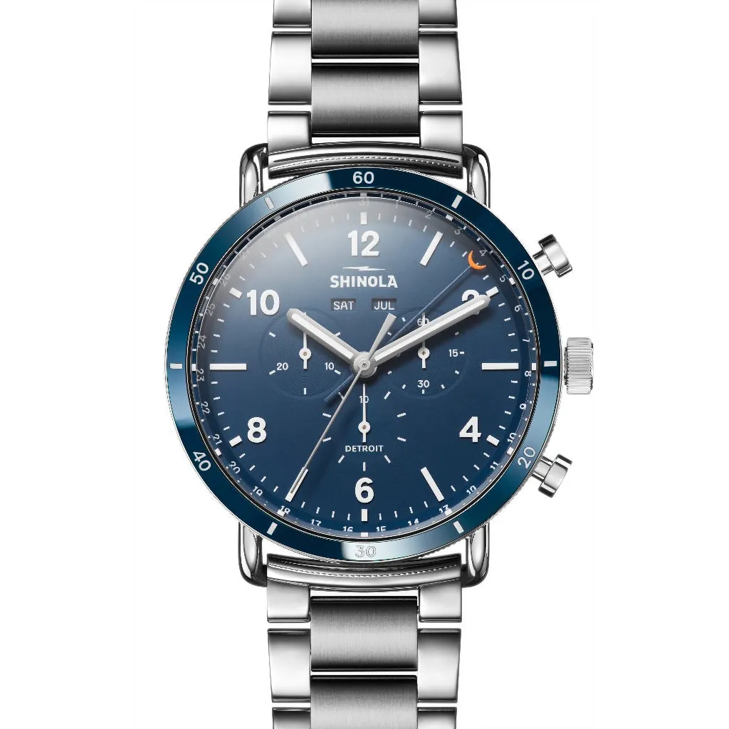 Shinola 45MM Canfield Sport Chronograph Blue Dial Stainless Watch S0120089890