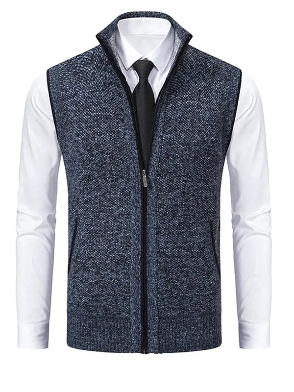 Stand Collar Sleeveless Knitted Men Vests