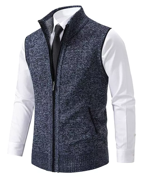 Stand Collar Sleeveless Knitted Men Vests