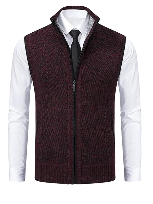 Stand Collar Sleeveless Knitted Men Vests