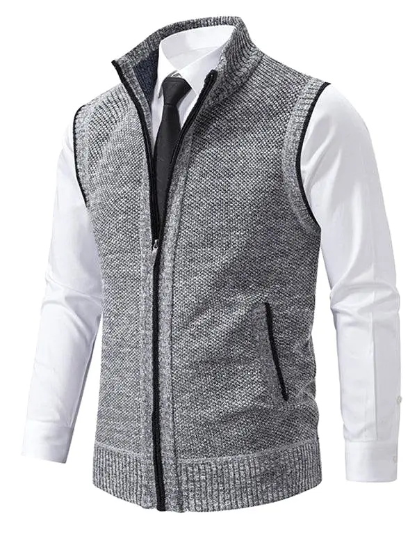 Stand Collar Sleeveless Knitted Men Vests