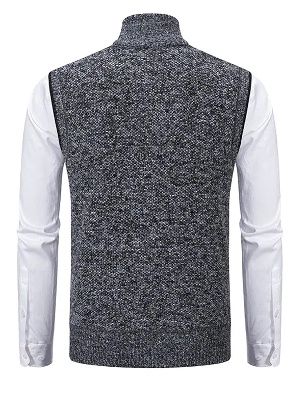 Stand Collar Sleeveless Knitted Men Vests