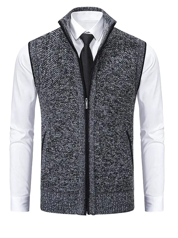 Stand Collar Sleeveless Knitted Men Vests