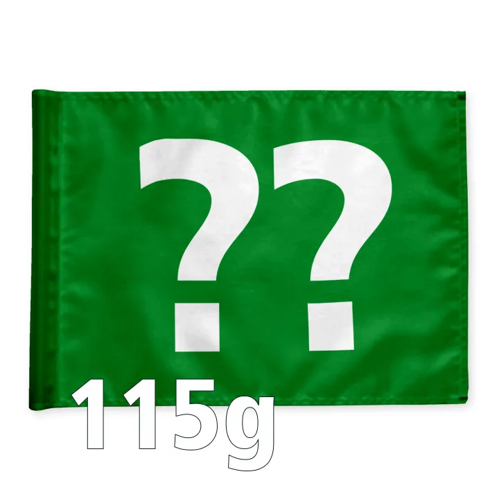 Stykvis golf flag i grn med valgfri hulnummer, 115 gram flagdug