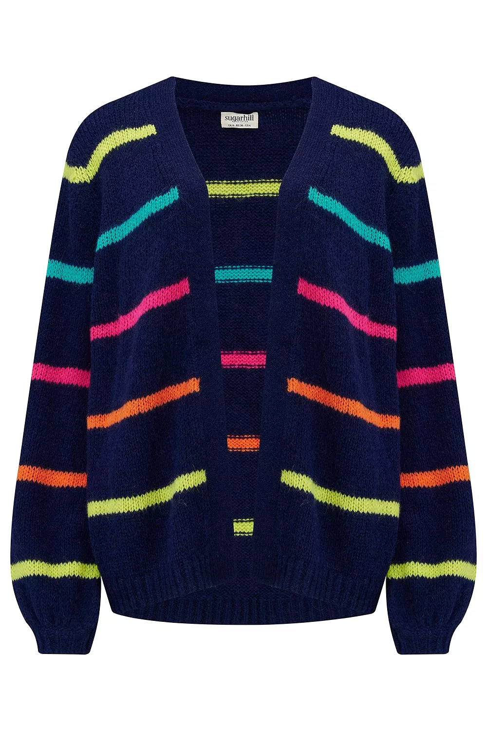 Sugarhill Brighton Navy Bright Lines Yvette Cardigan