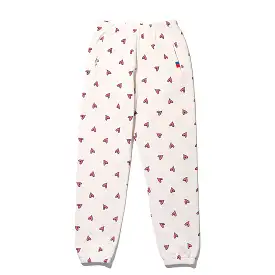 The All Over Heart Sweatpants - Cream/Pink