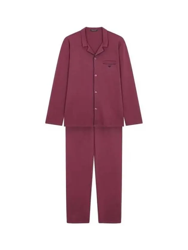 UNDERWEAR Overseas Station Season Big Chance 8 18 Men s Embroidered Logo Cotton Pajama Set Burgundy 271493