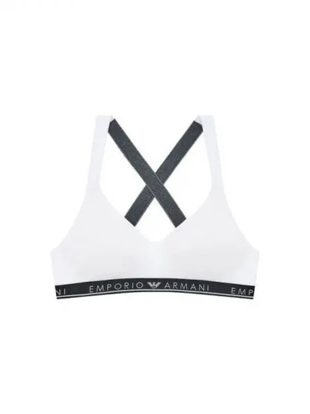 UNDERWEAR Overseas Station Season Big Chance 8 18 Women s Logo Band Stretch Cotton X Strap Bralette White 271872