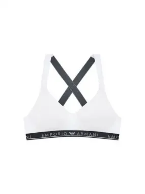 UNDERWEAR Overseas Station Season Big Chance 8 18 Women s Logo Band Stretch Cotton X Strap Bralette White 271872