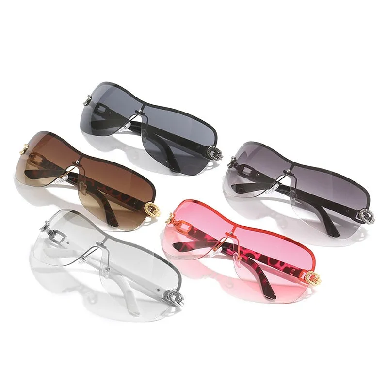 Unisex Fashion Gradient Futuristic Sports Rimless Eyewear Sunglasses