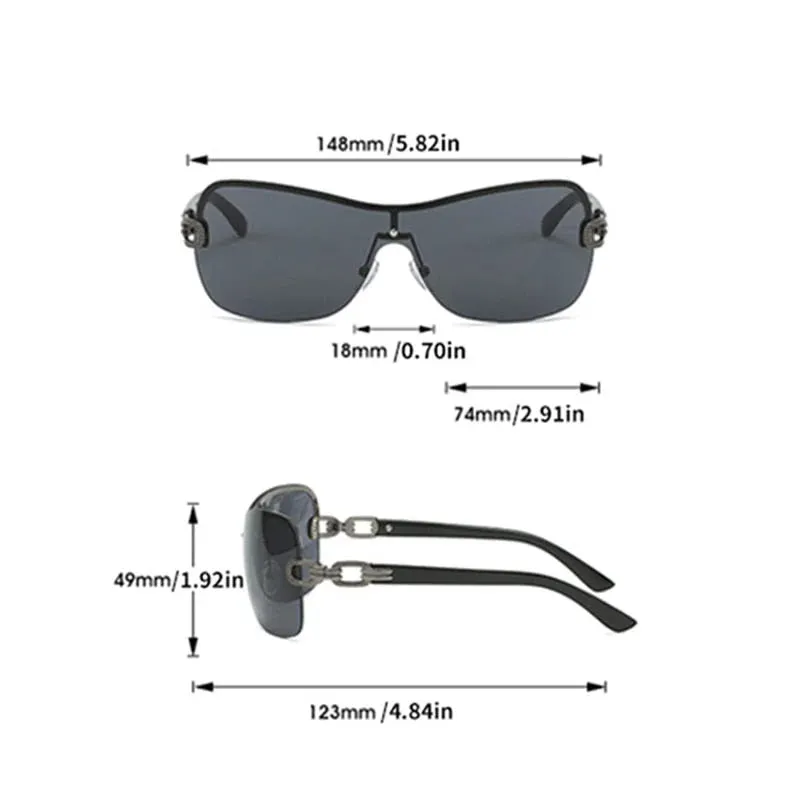 Unisex Fashion Gradient Futuristic Sports Rimless Eyewear Sunglasses