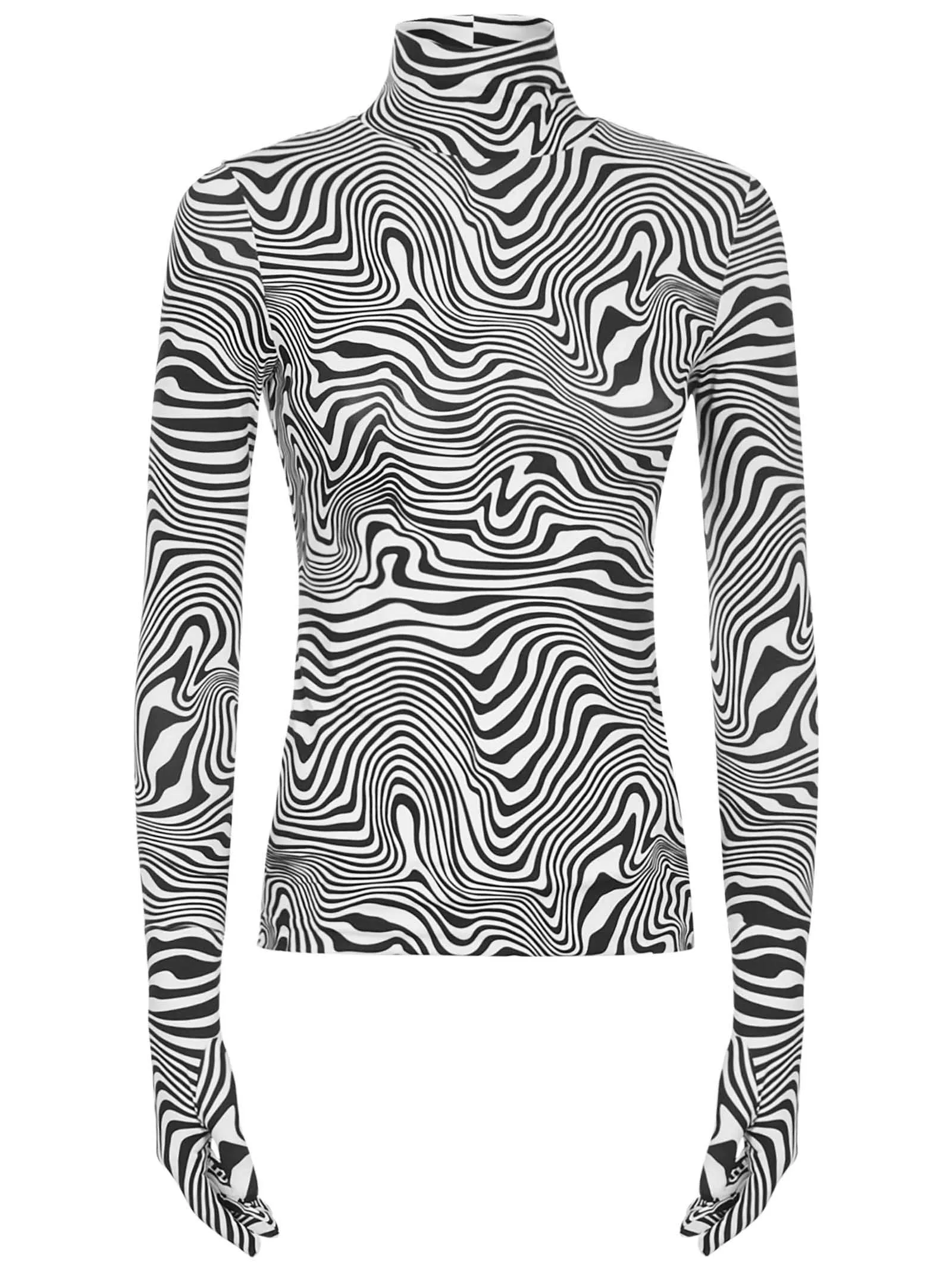 Vetements Zebra Printed Glove-Sleeved Top