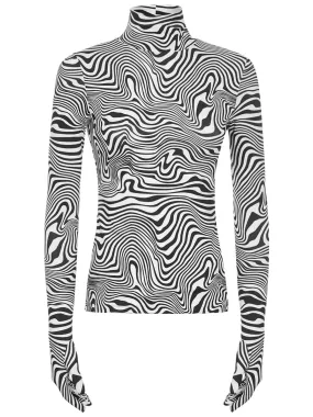 Vetements Zebra Printed Glove-Sleeved Top