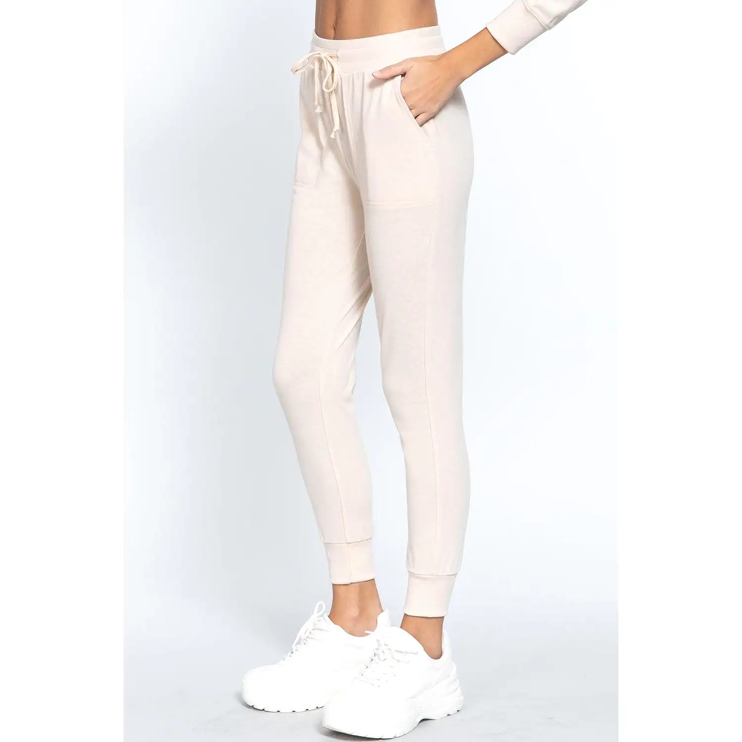 Waist Band Long Sweatpants With Pockets