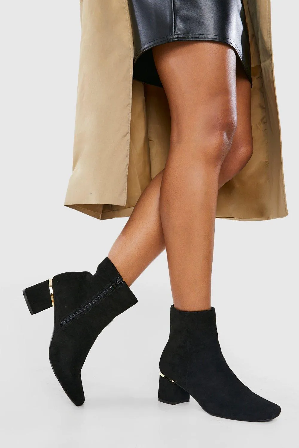 Wide Width Hardware Detail Block Heel Boots