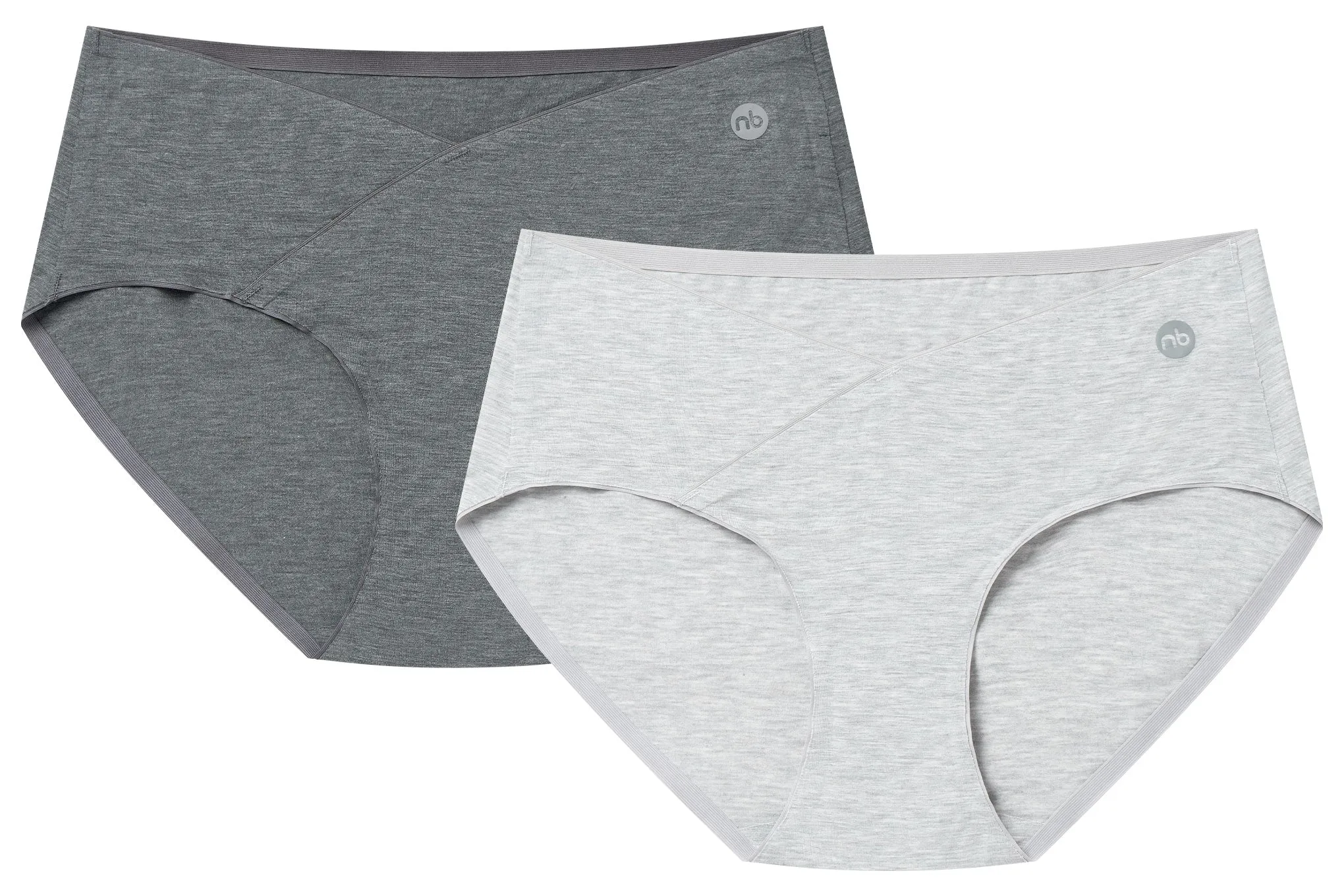 Women's Basics Crossover Bikini Underwear (Bamboo Spandex, 2 Pack) - Charcoal and Grey Dusk