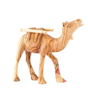 Wooden Camel with Harness Carving, Nativity Figurine, 5.3