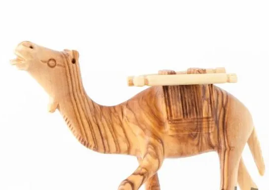 Wooden Camel with Harness Carving, Nativity Figurine, 5.3